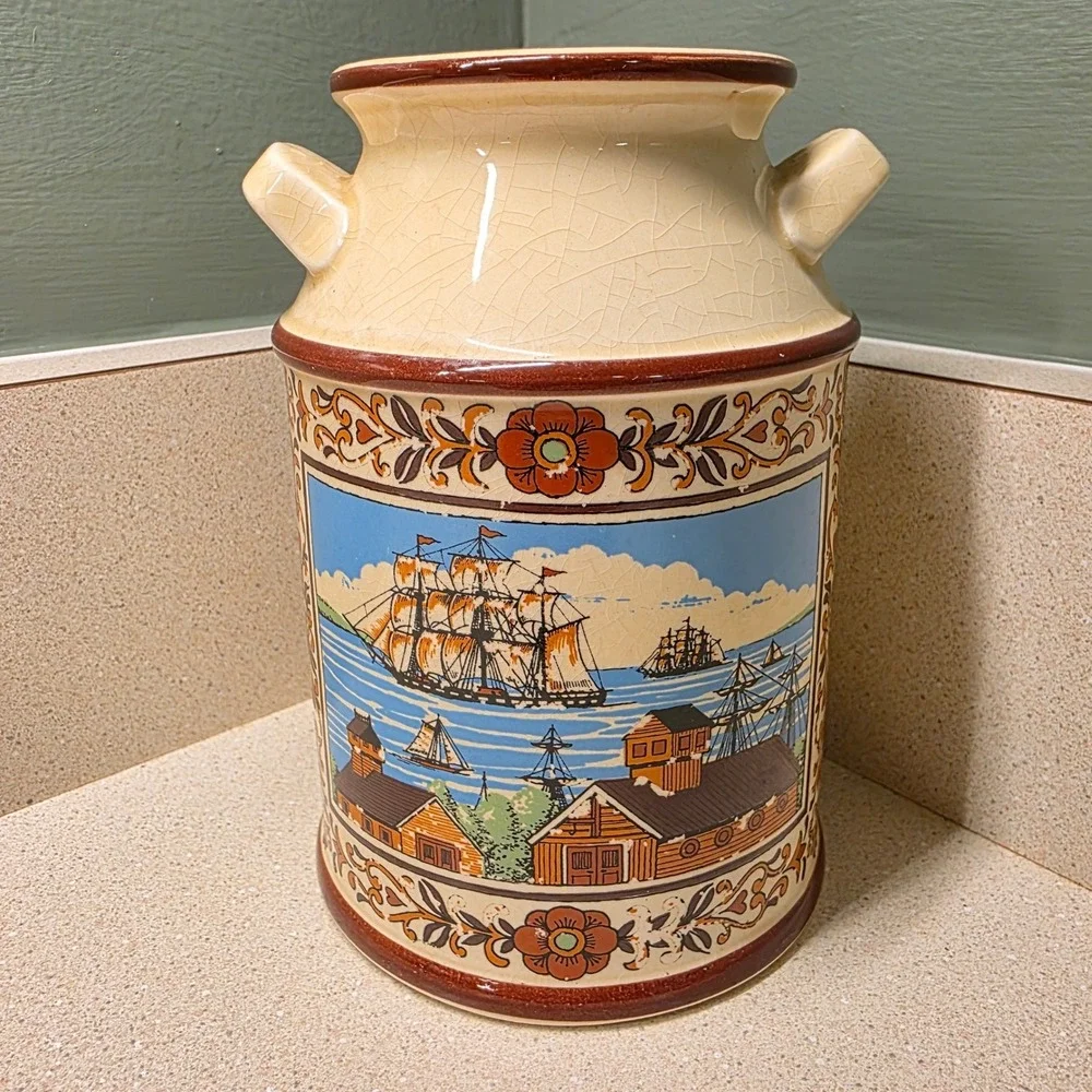 Vtg Milk Can Crock 6